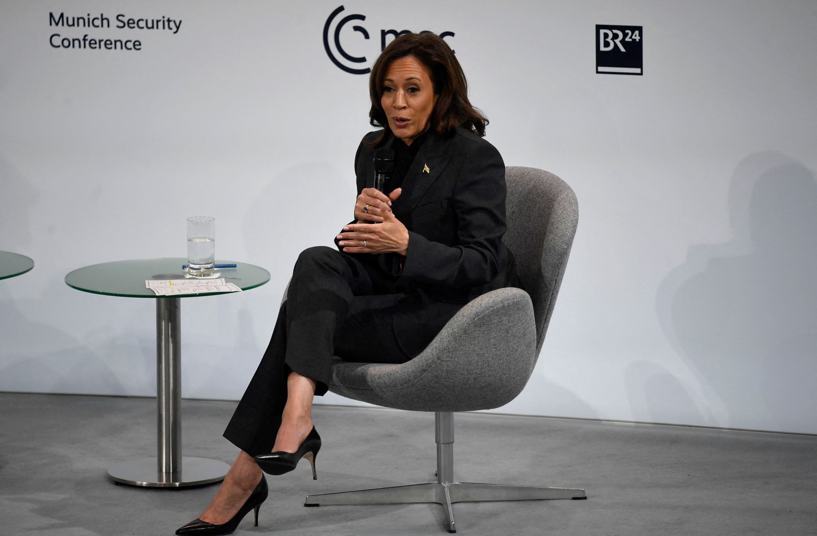 US Vice President Kamala Harris speaks at the Munich Security Conference (MSC) in Munich, southern Germany, on February 18, 2023. - The Munich Security Conference running from February 17 to 19, 2023 brings world leaders together ahead of the first anniversary of Russia's invasion of Ukraine as Kyiv steps up pleas for more weapons. (Photo by Thomas KIENZLE / AFP) - AFP