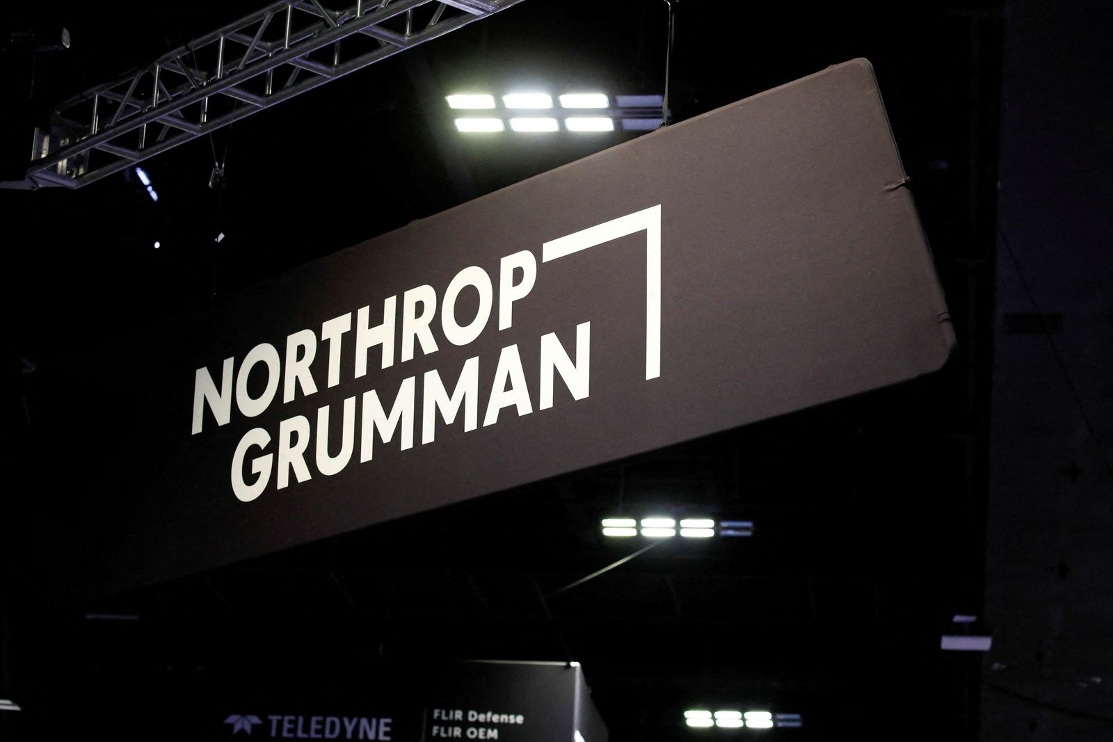 FILE PHOTO: Signage is displayed at the Northrop Grumman Corporation booth at Special Operations Forces (SOF) Week for defense companies in Tampa, Florida, U.S., May 7, 2024.  REUTERS/Luke Sharrett/File Photo