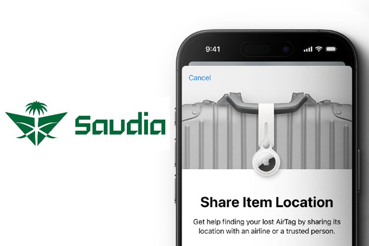 بدء تطبيق ميزة تتبع أمتعة المشافرين المفقودة عبر الخطوط السعودية مع جهاز أبل AirTag