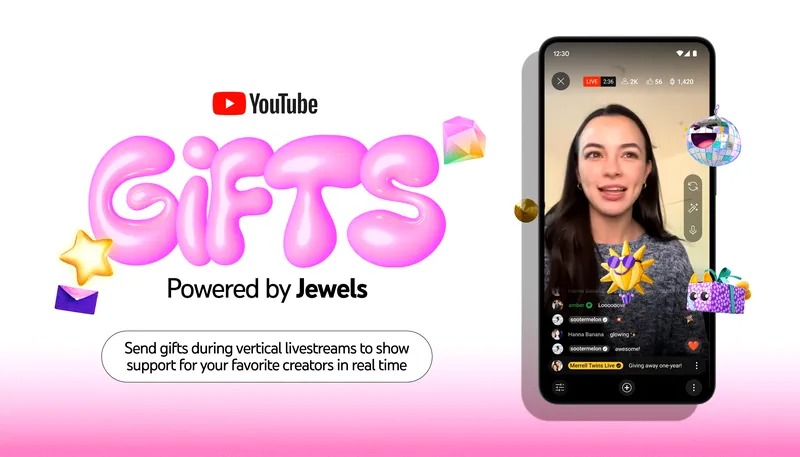 مزايا Gifts وJewels الجديدة لمكافأة صناع المحتوى على يوتيوب