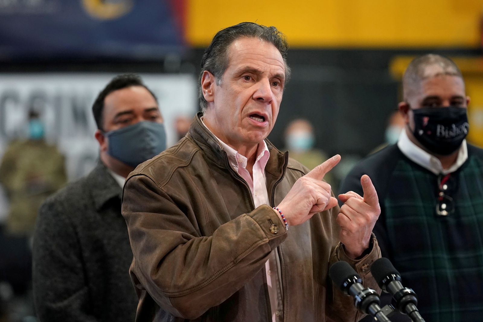 FILE PHOTO: New York Governor Andrew Cuomo visits vaccination site in Brooklyn - REUTERS