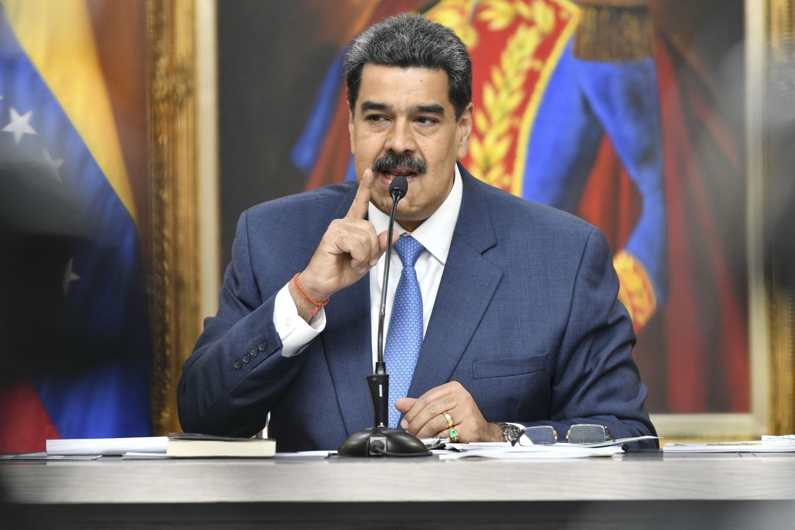الرئيس الفنزويلي نيكولاس مادورو خلال مؤتمر صحافي في كراكاس - 14 فبراير 2020 - Bloomberg
