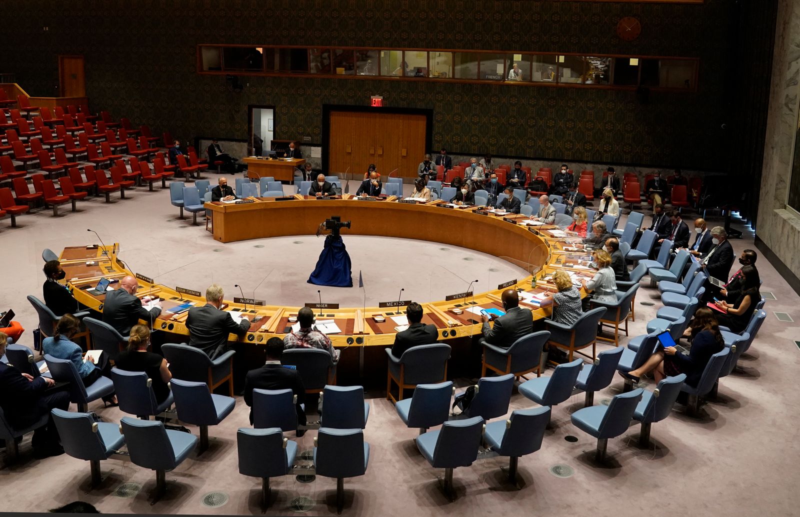 جانب من اجتماع مجلس الأمن لبحث تطورات الوضع في أفغانستان 16 أغسطس 2021 - AFP