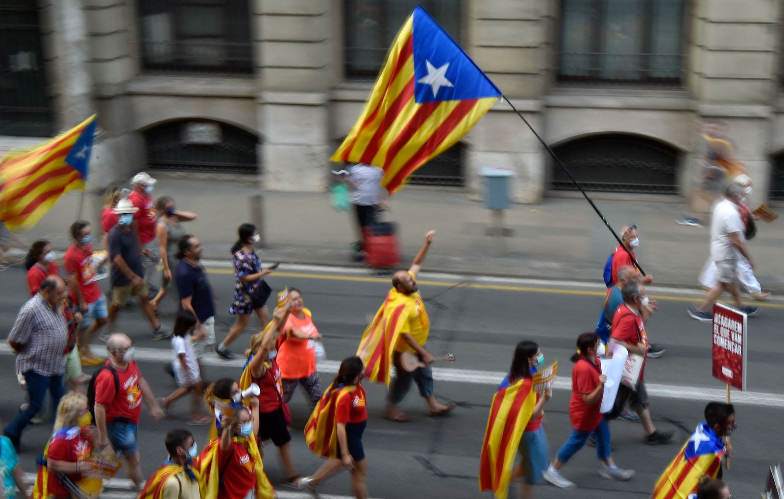 People wave Catalan pro-independence 