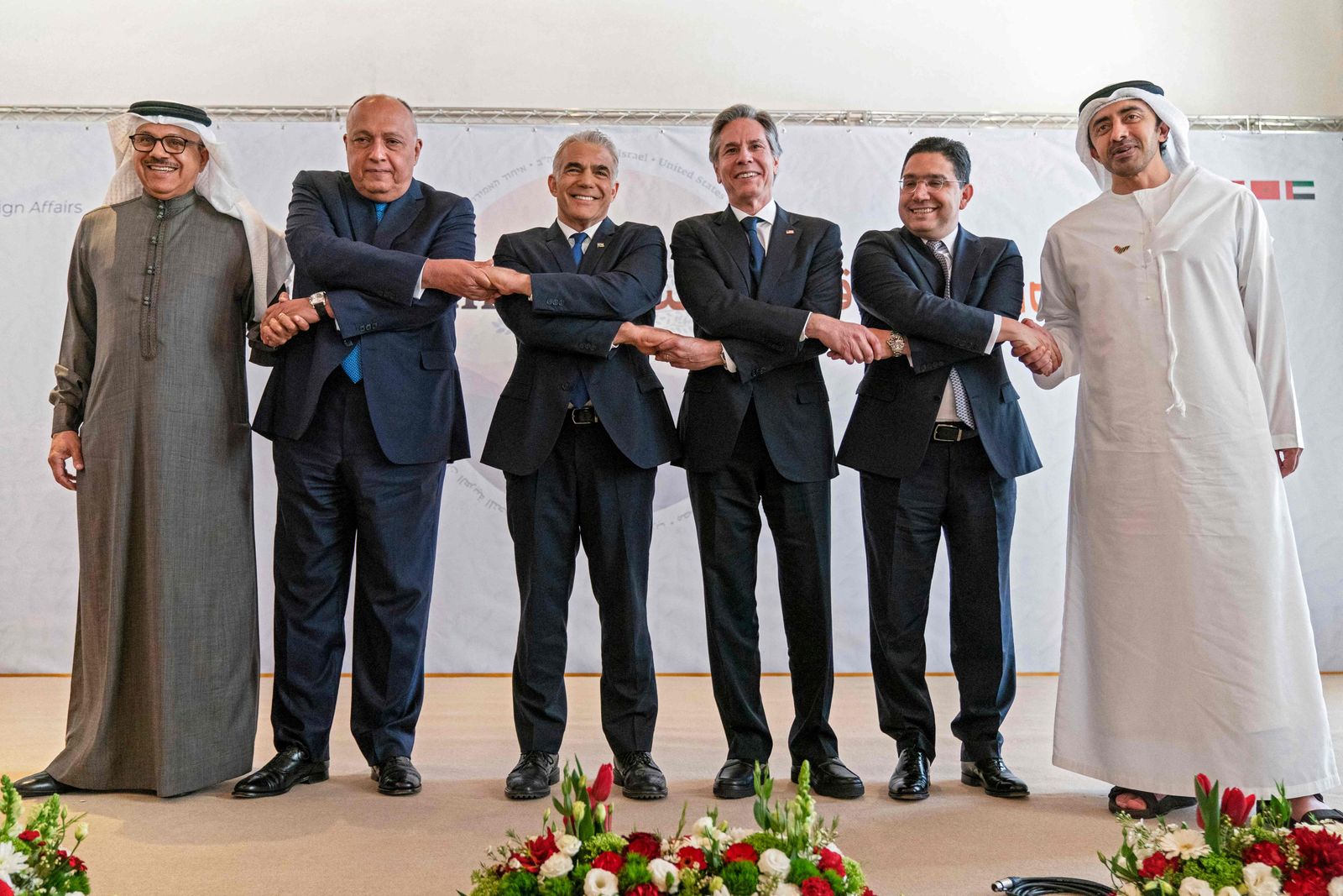 وزراء خارجية الإمارات والمغرب والولايات المتحدة وإسرائيل ومصر والبحرين خلال 