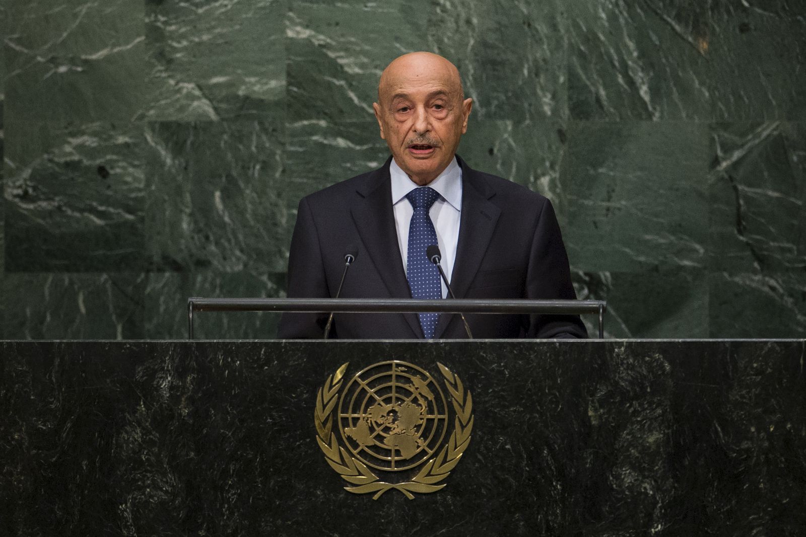 رئيس مجلس النواب الليبي عقيلة صالح يلقي كلمة في الأمم المتحدة  - REUTERS