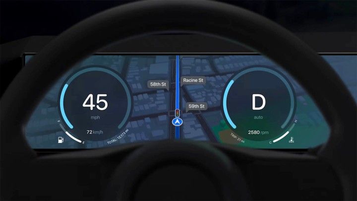 تصميم عدادات السرعة في تصميم نظام أبل الترفيهي CarPlay للسيارات - Apple