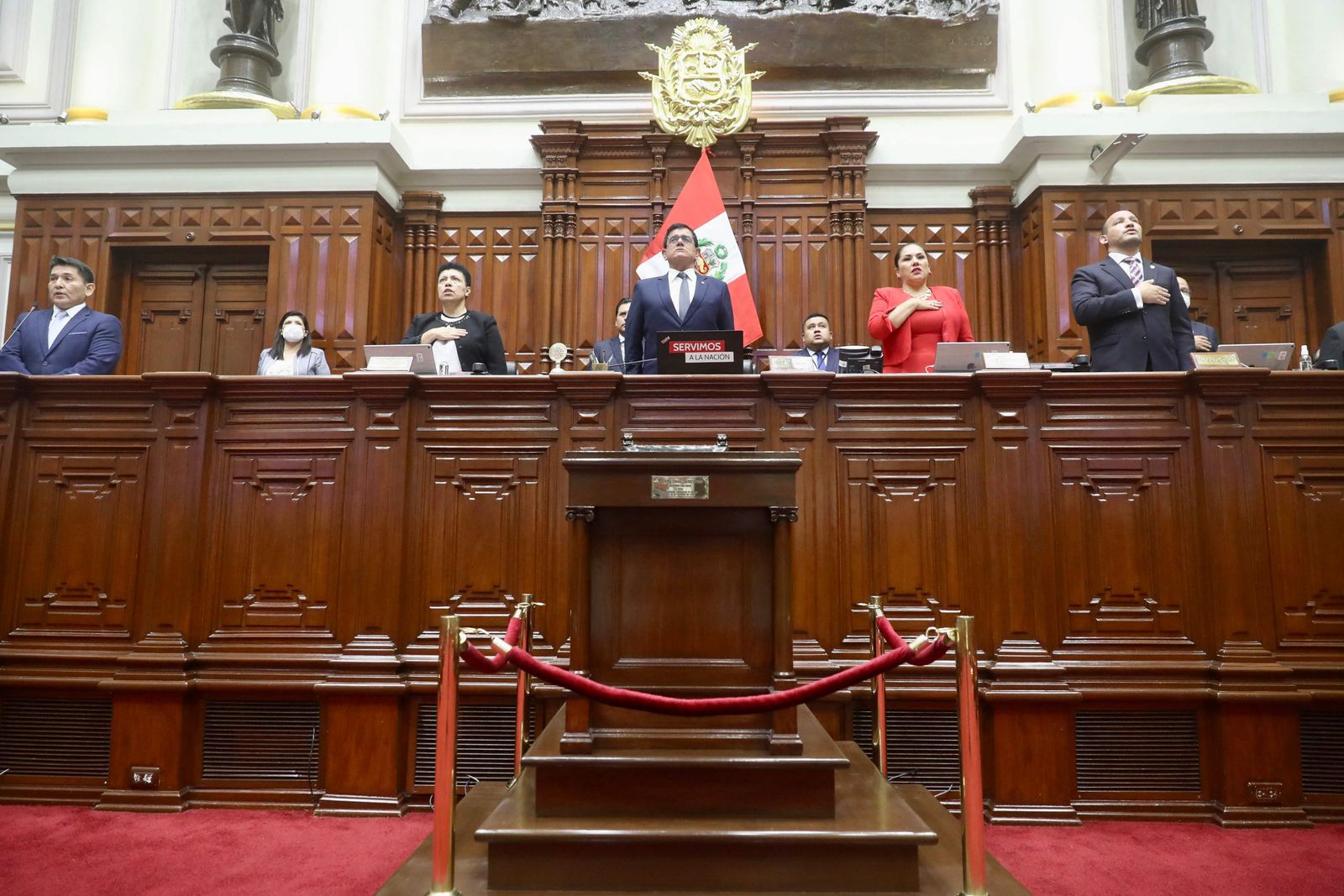 الجلسة العامة في برلمان بيرو قبل التصويت على محاكمة الرئيس بيدرو كاستيلو في ليما، 7 ديسمبر 2022.  - AFP