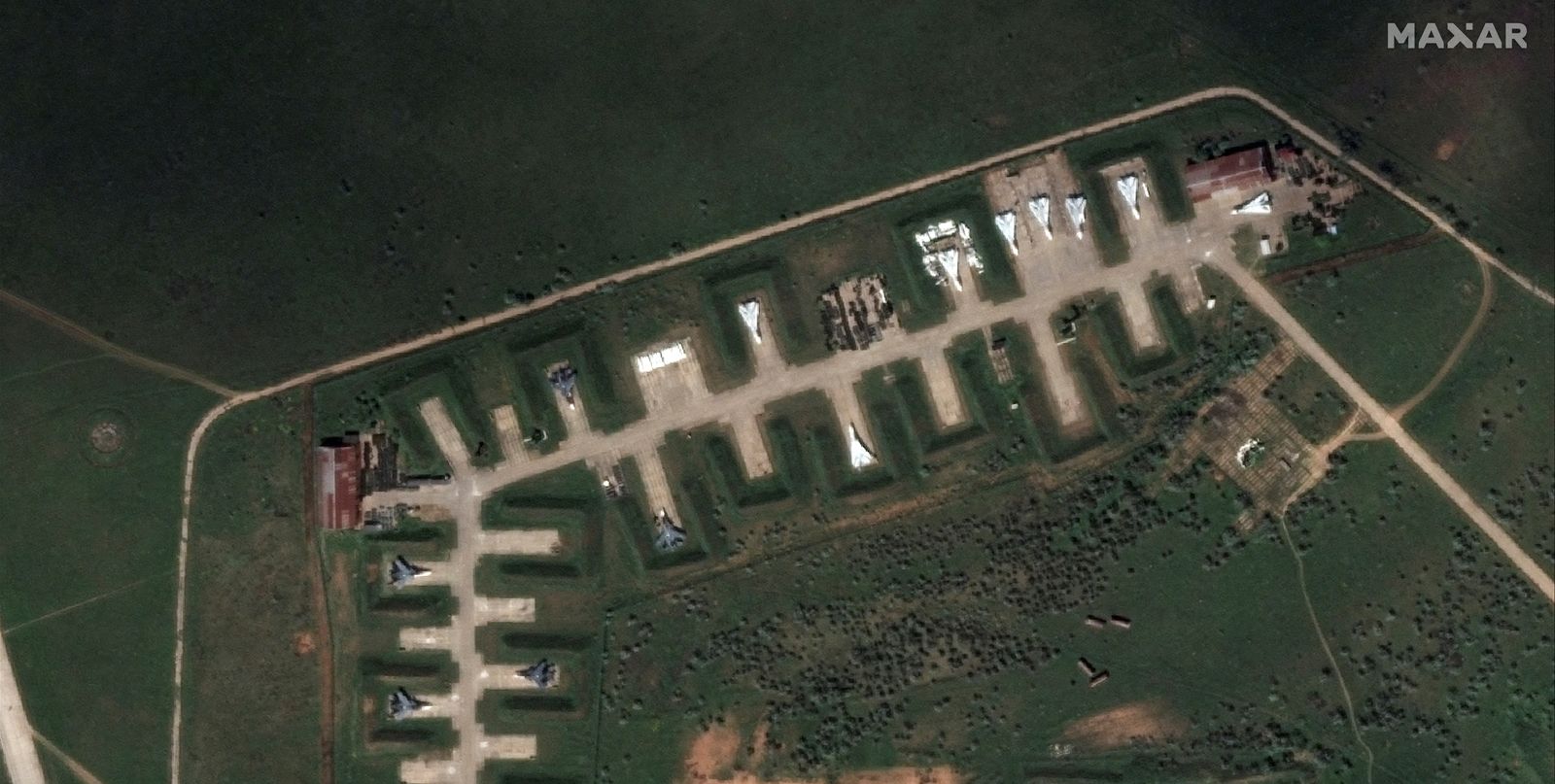 An overview of Saki Airbase before attack, in Novofedorivka - via REUTERS