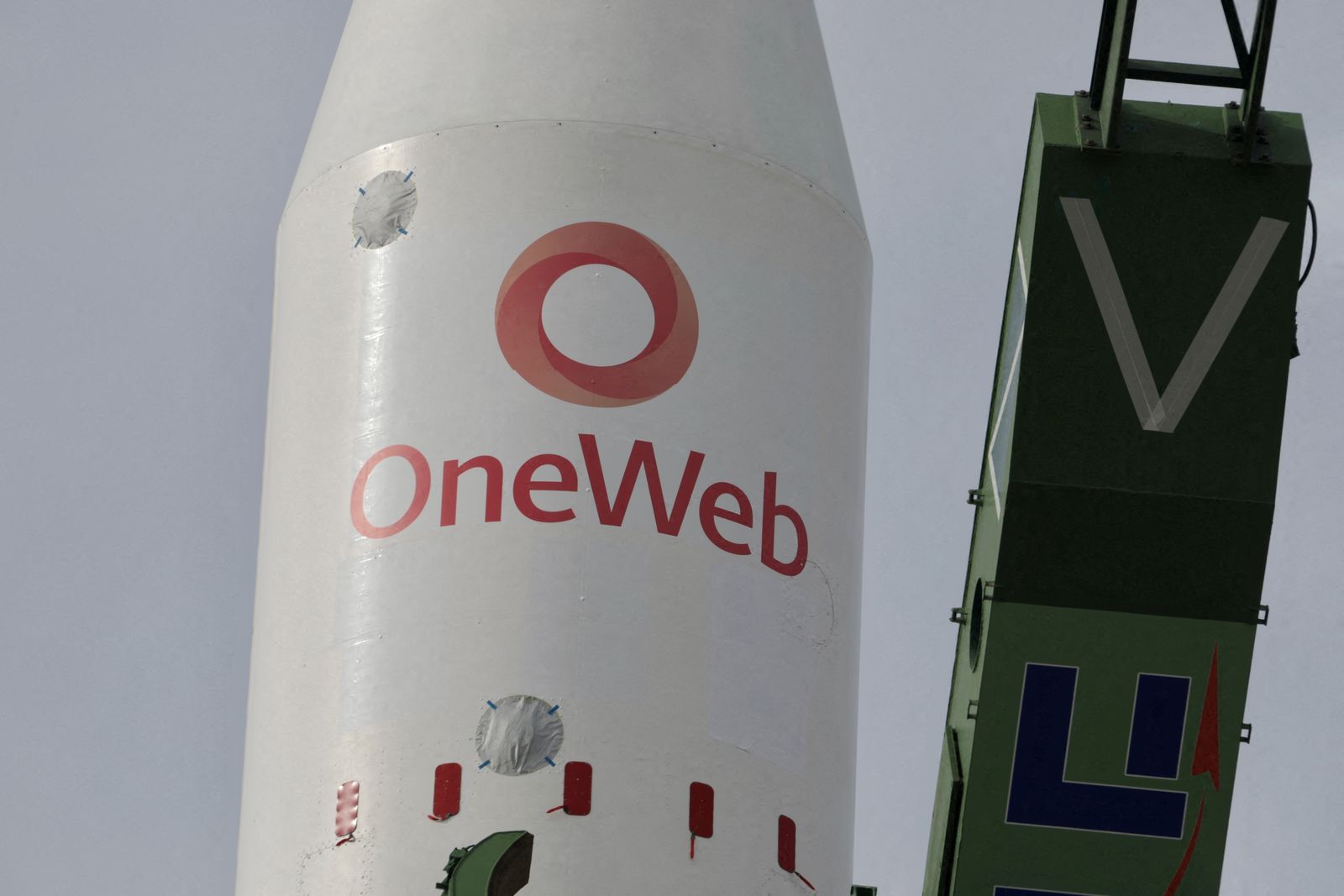 FILE PHOTO: A Soyuz rocket with satellites of British firm OneWeb is removed from a launchpad at the Baikonur Cosmodrome - via REUTERS