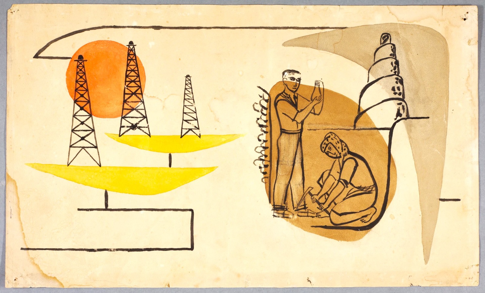 لوحة للفنان العراقي جواد سليم بعنوان 'بائع البطيخ' رسمها عام 1953