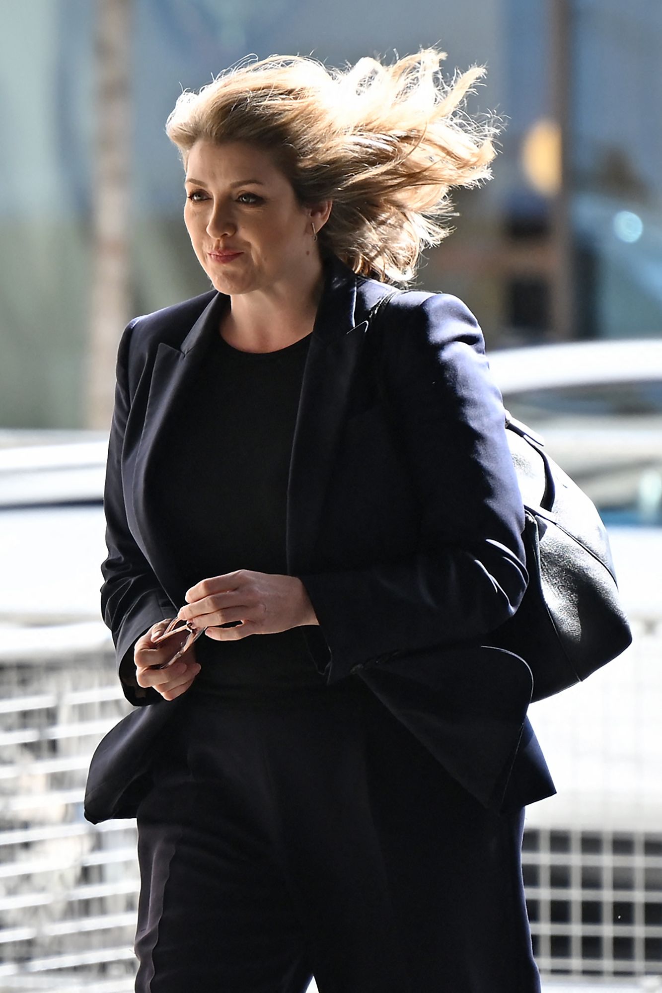 Conservative MP and Britain's Minister of State for Trade Policy, Penny Mordaunt, arrives at the BBC in central London on July 17, 2022, to appear on the BBC's 'Sunday Morning' political television show, during her campaign to become the next leader of the Conservative party. - Britain's Prime Minister, and leader of the ruling Conservative party Boris Johnson last week announced his resignation as Tory leader after a cabinet insurrection, following months of controversies. (Photo by Justin TALLIS / AFP) - AFP