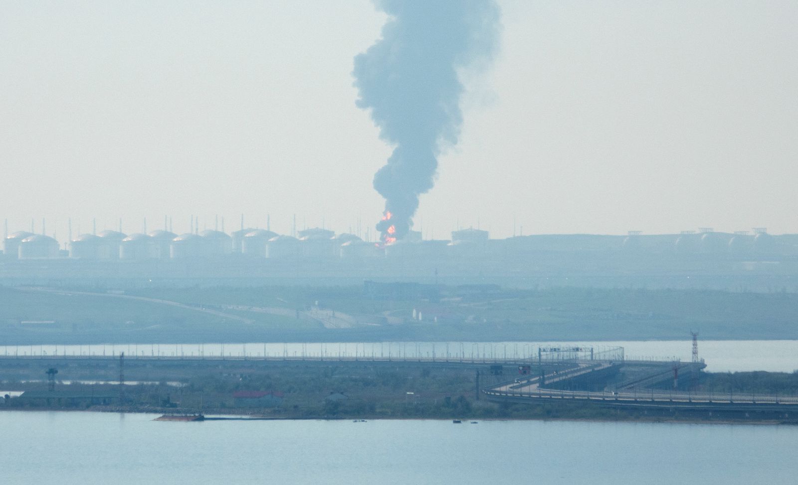 Fuel depot ablaze near key Crimea bridge in Russia - REUTERS