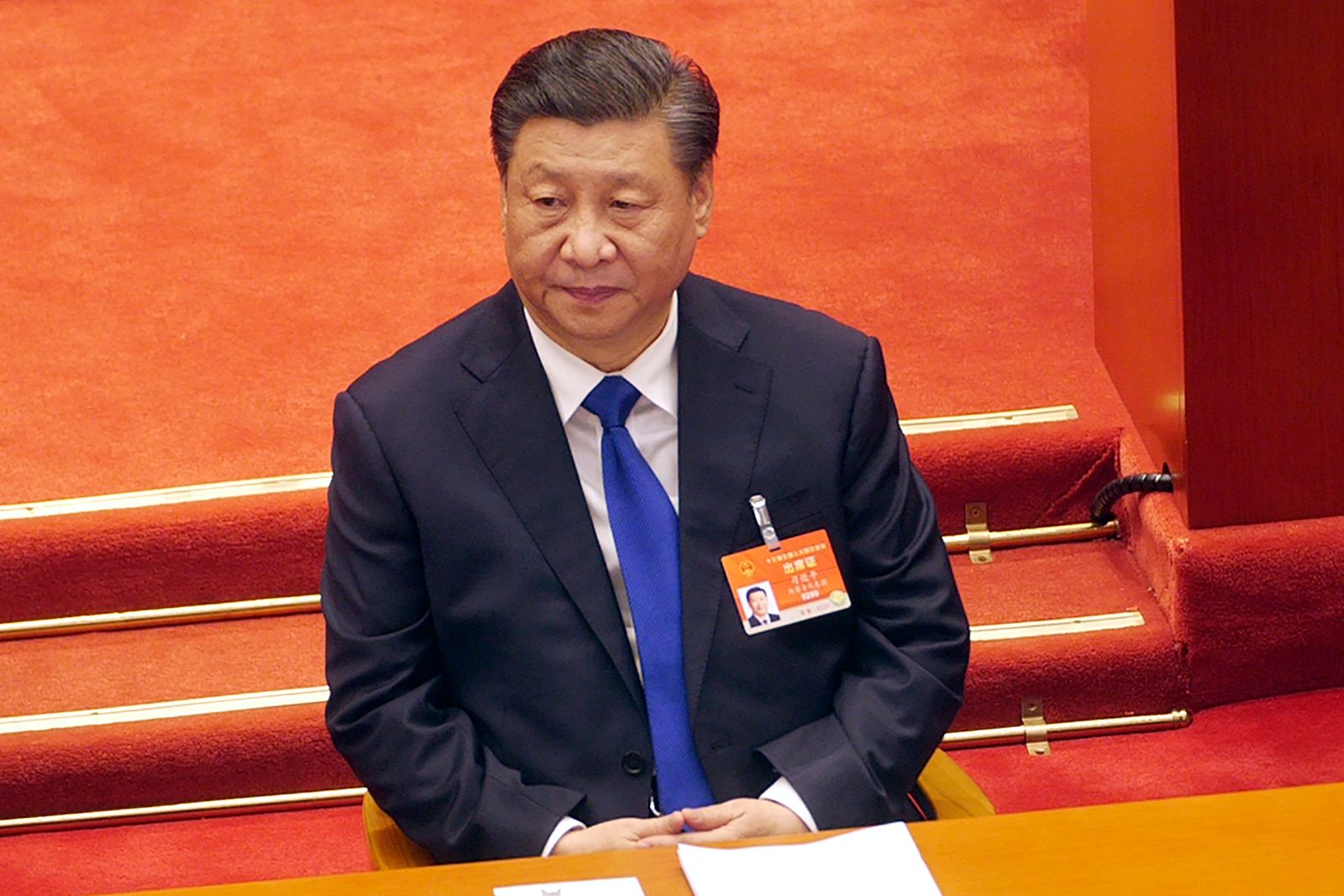 الرئيس الصيني شي جينبينغ خلال جلسة البرلمان في بكين - 8 مارس 2021 - AP