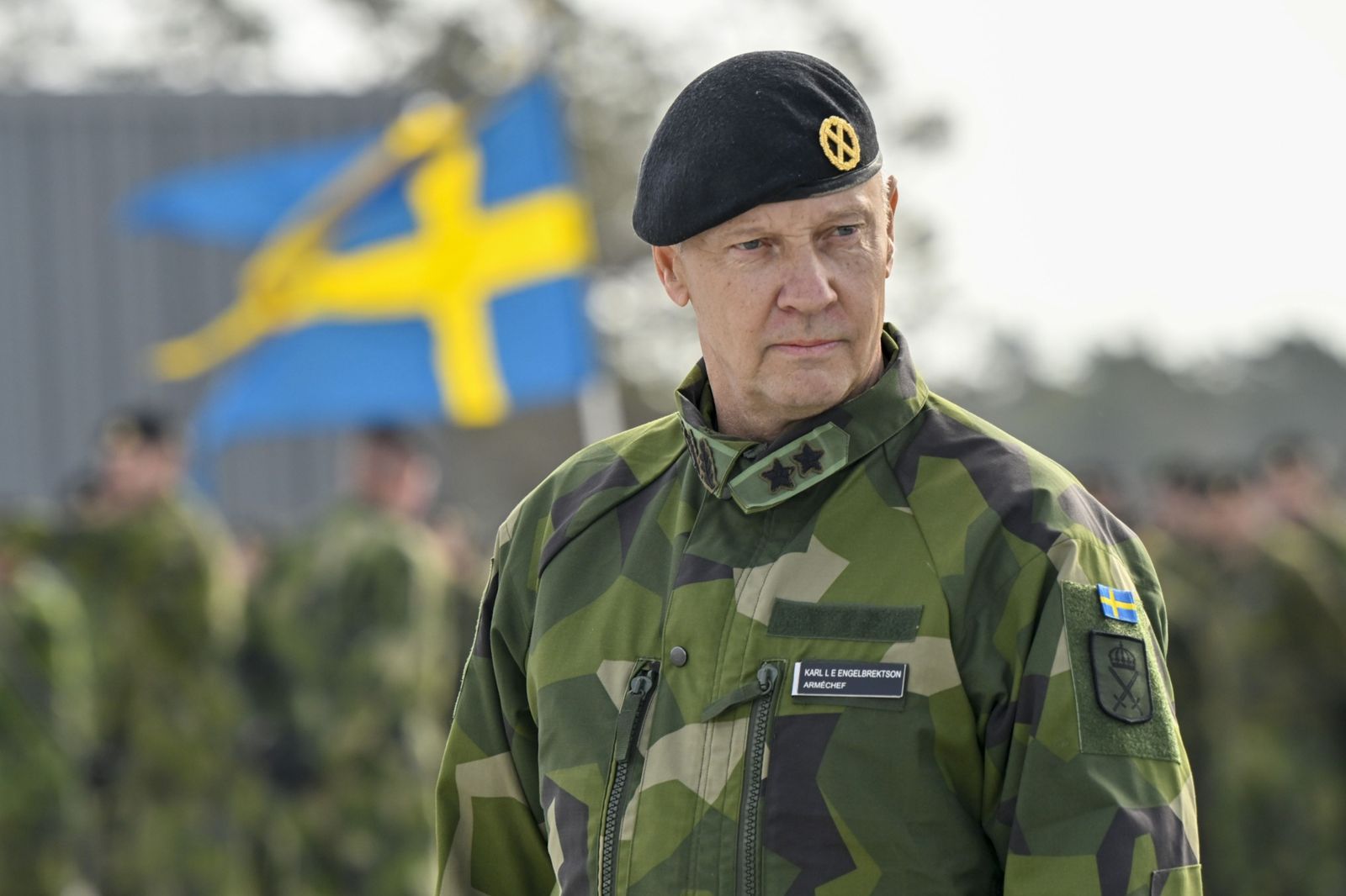 قائد الجيش السويدي كارل إنجلبريكتسون في قاعدة عسكرية بجزيرة جوتلاند - 25 مارس 2022 - Bloomberg