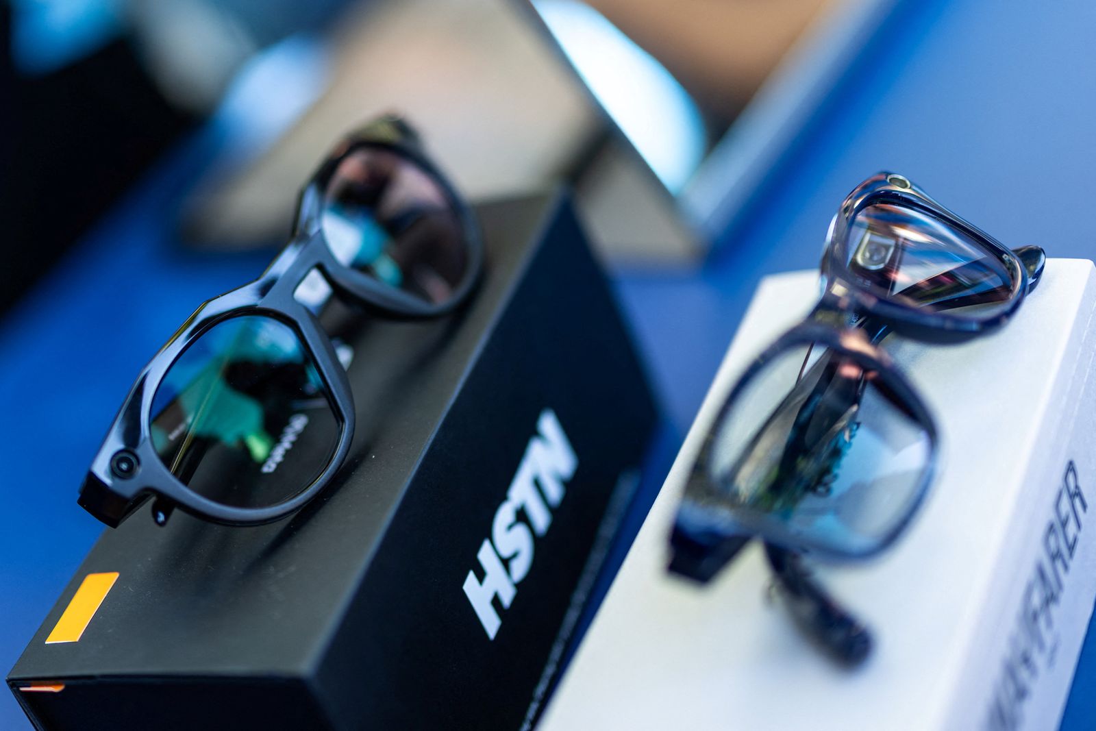Meta smart glasses on display during the Meta annual Connect conference at the company's headquarters in Menlo Park, California, U.S., September 16, 2025. REUTERS/Carlos Barria