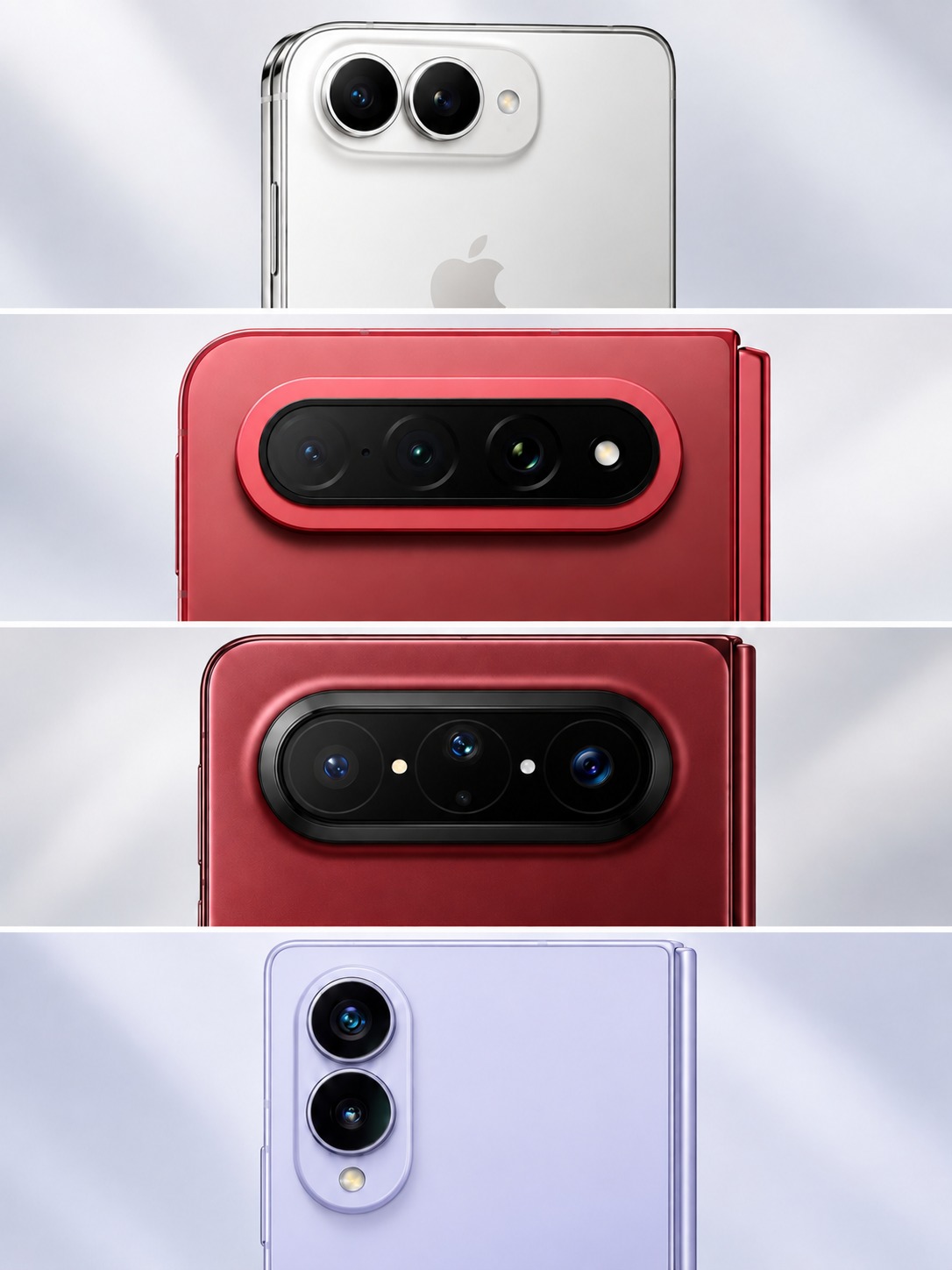 الكاميرات الخلفية لهواتف iPhone Duo وهواوي Pura X Max وXiaomi 18 Fold وسامسونج Galaxy Z Fold8 - Asharq
