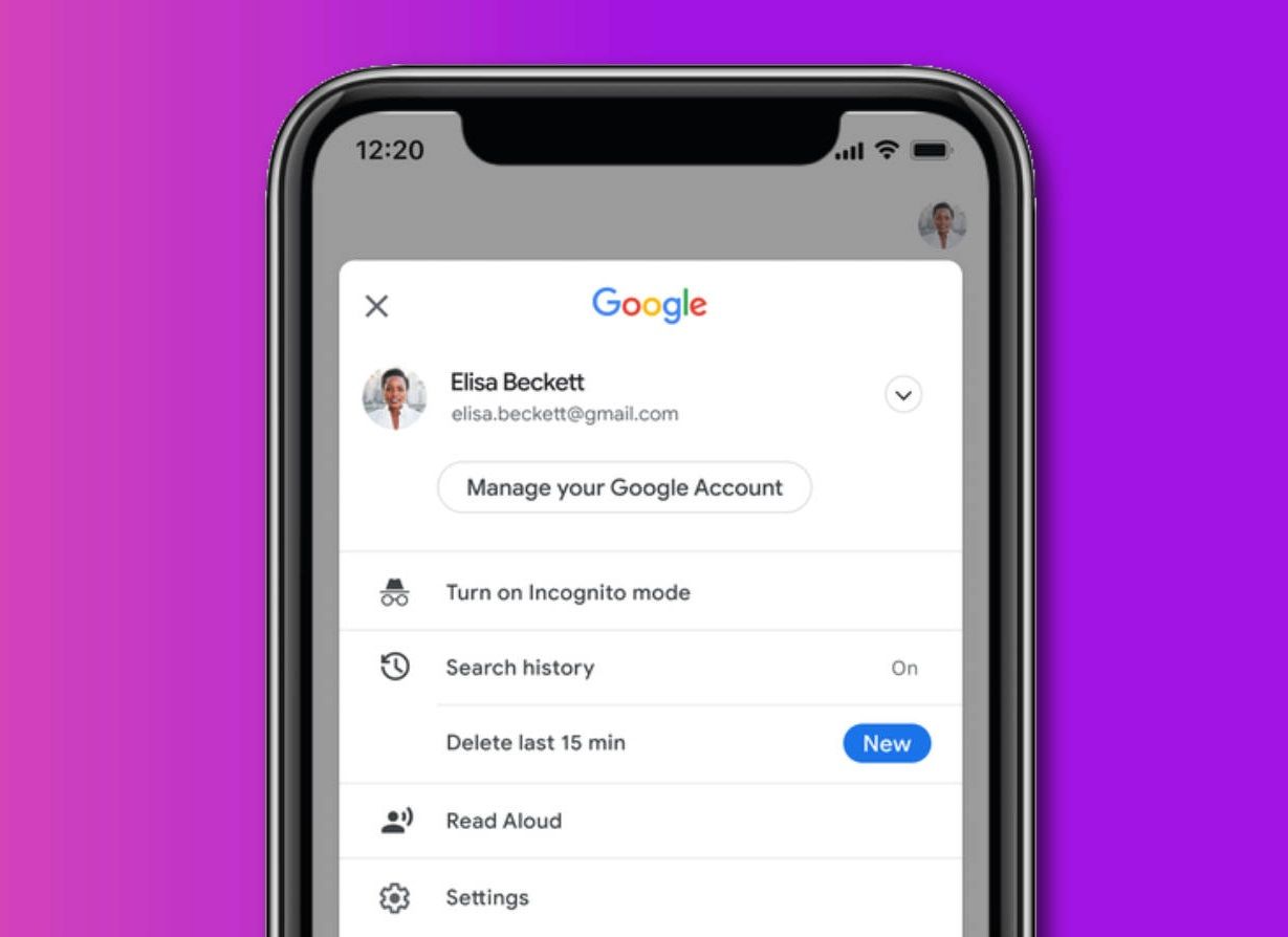 ميزة حذف عمليات البحث خلال آخر ربع ساعة - Google