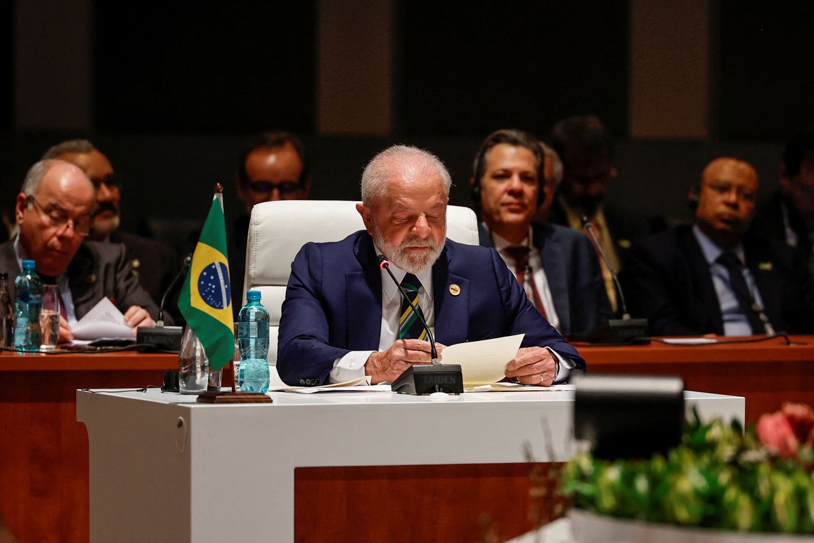 President of Brazil Luiz Inacio Lula da Silva attends the plenary session during the 2023 BRICS Summit at the Sandton Convention Centre in Johannesburg, South Africa August 23, 2023.     GIANLUIGI GUERCIA/Pool via REUTERS - via REUTERS