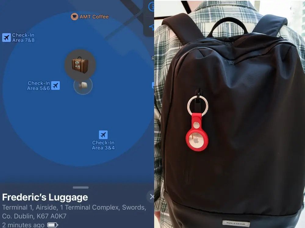 صورة لمكان حقيبة أحد المسافرين وفقاً لبيانات جهاز AirTag - Twitter/FredericHarper
