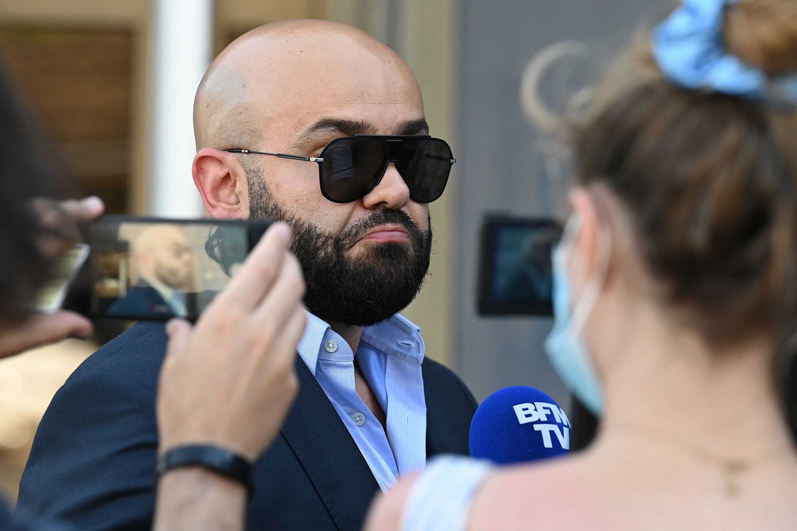 French lawyer Jean-Christophe Basson-Larbi arrives to the judicial court house as his client Remy Daillet-Wiedemann was to be presented to the judges in Nancy on June 16, 2021. - Malaysia on June 13, 2021 deported Daillet, a leading figure in conspiracy circles who is wanted in France over the kidnapping of an eight-year-old girl, sources told AFP. An international warrant for his arrest was launched in April 20 after a eight-year-old girl was kidnapped from her grandmother's French home in a 