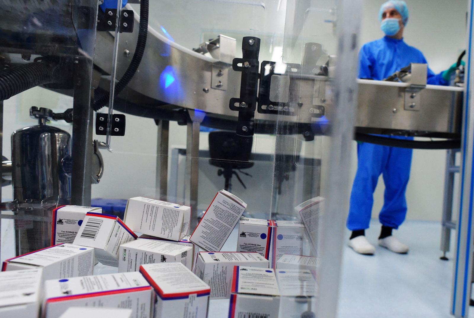 (FILES) This file photo taken on December 04, 2020, shows the production of Russia's Gam-COVID-Vac vaccine against the coronavirus disease (Covid-19) -- registered under trade name Sputnik V, developed by the Gamaleya Research Institute of Epidemiology and Microbiology in coordination with the Russian Defence Ministry, at the facility of Russia's biotech company BIOCAD in Strelna outside Saint Petersburg. - The developers of the Sputnik V coronavirus vaccine said on March 15, 2021 they had reached production agreements in key European countries as the EU's medical agency deliberates official approval for the Russian jab. (Photo by Olga MALTSEVA / AFP) - AFP
