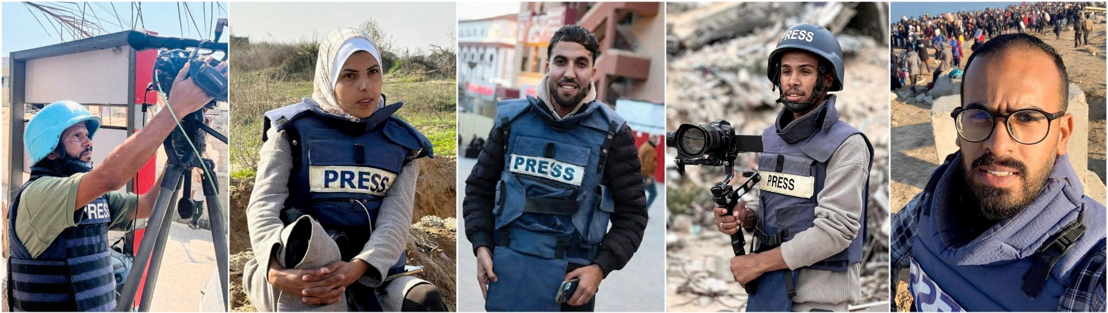 صورة مجمعة للصحافيين الفلسطينيين الذين قتلتهم إسرائيل في غارة على مجمع ناصر الطبي في 25 أغسطس 2025