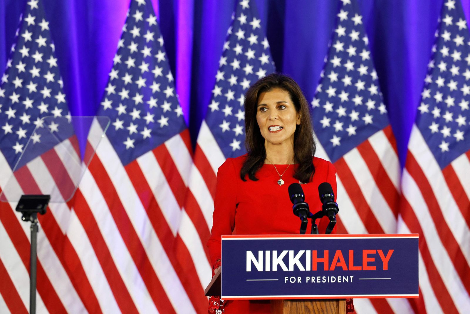 DANIEL ISLAND, SOUTH CAROLINA - MARCH 06: Republican presidential candidate and former U.N. Ambassador Nikki Haley announces the suspension of her presidential campaign at her campaign headquarters on March 06, 2024 in Daniel Island, South Carolina. Haley's announcement comes after losing all GOP primaries except Vermont in yesterday's Super Tuesday contests.   Anna Moneymaker/Getty Images/AFP (Photo by Anna Moneymaker / GETTY IMAGES NORTH AMERICA / Getty Images via AFP)