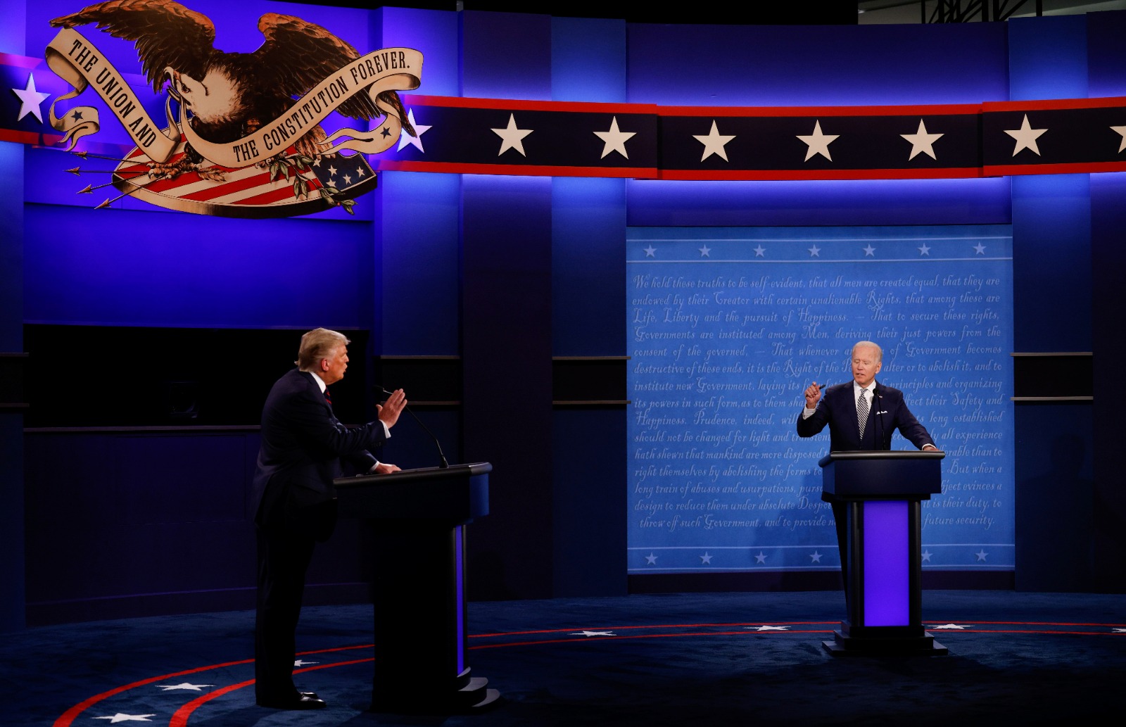 مناظرة بين دونالد ترمب وجو بايدن خلال حملة الانتخابات الرئاسية لعام 2020 في ولاية أوهايو. 29 سبتمبر 2020 - Reuters