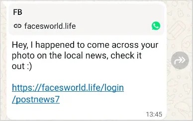 رسالة خبيثة يستخدمها املخترقون في هجوم GhostPairing لسرقة حسابات واتساب