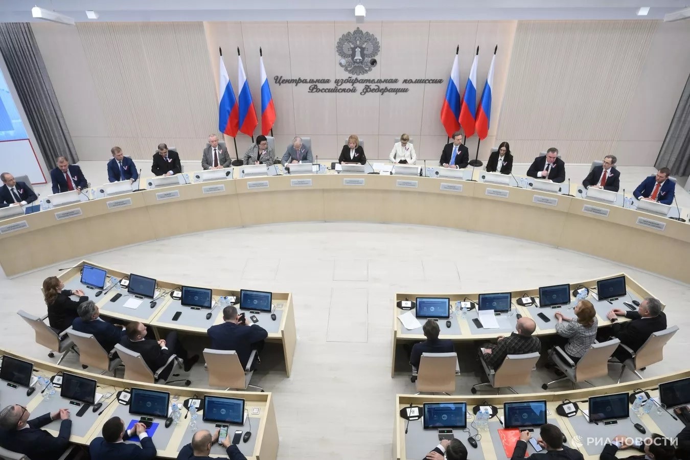 رئيس لجنة الانتخابات المركزية في روسيا، إيلا بامفيلوفا، تعلن نتائج التصويت في الانتخابات الرئاسية، موسكو. 21 مارس 2024