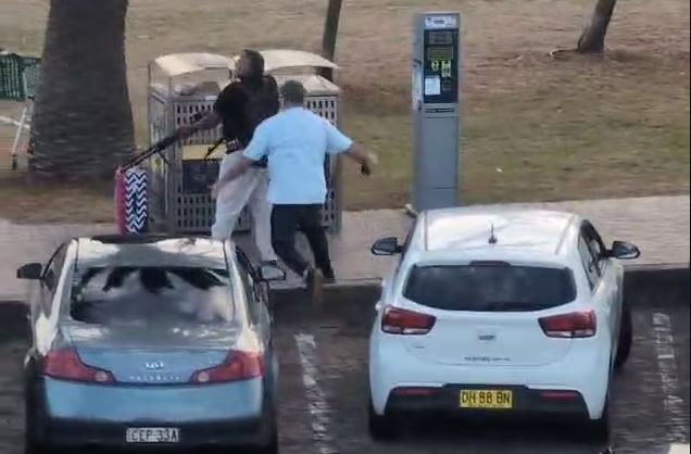 لقطة شاشة من مقطع فيديو يظهر خلاله أحمد الأحمد أثناء تصديه لمشتبه به في إطلاق نار بمدينة سيدني الأسترالية. 14 ديسمبر 2025