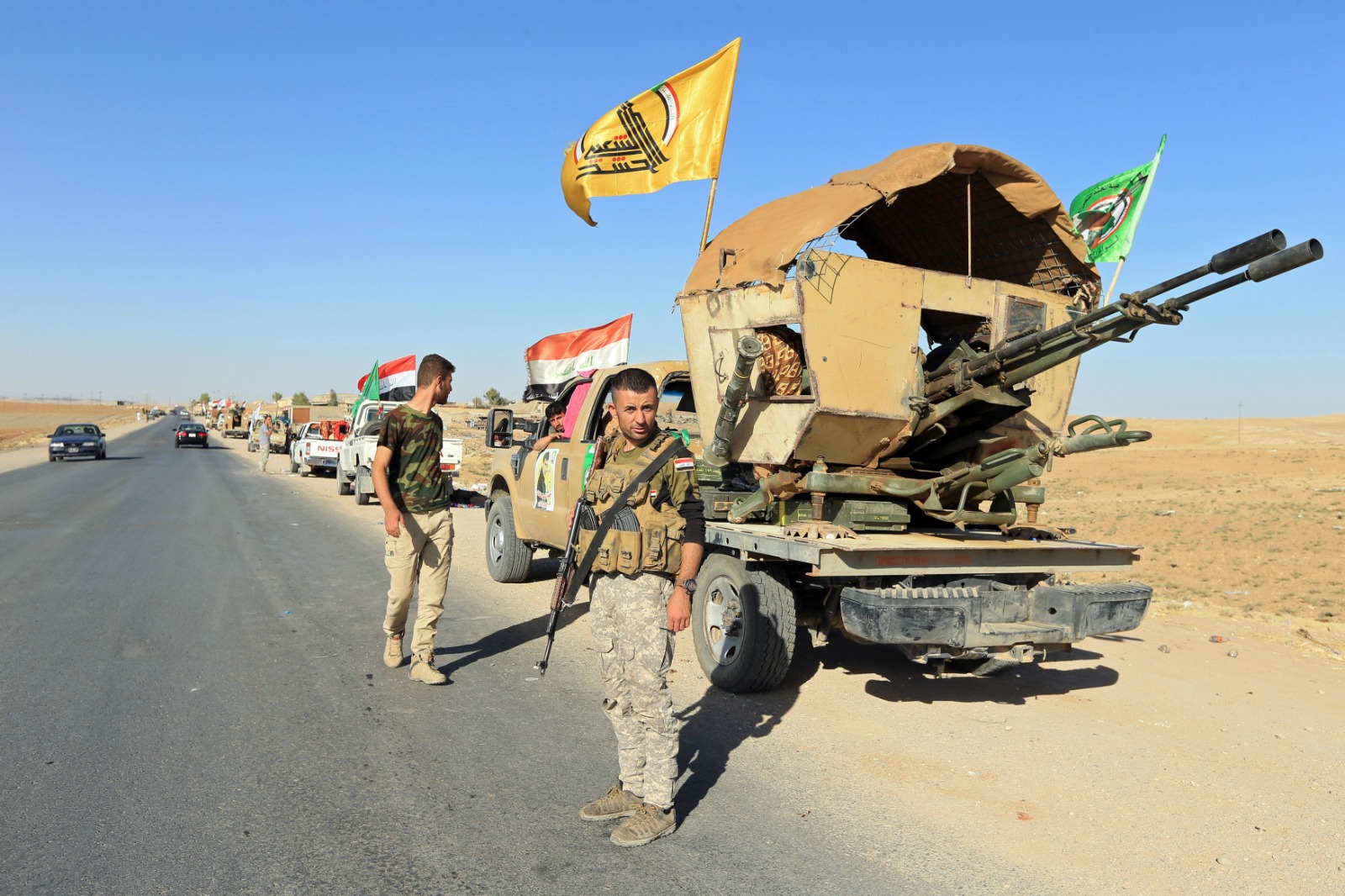 قوات الحشد الشعبي العراقية خلال العمليات العسكرية ضد تنظيم 'داعش' في زمار بمحافظة نينوى- 18 أكتوبر 2017