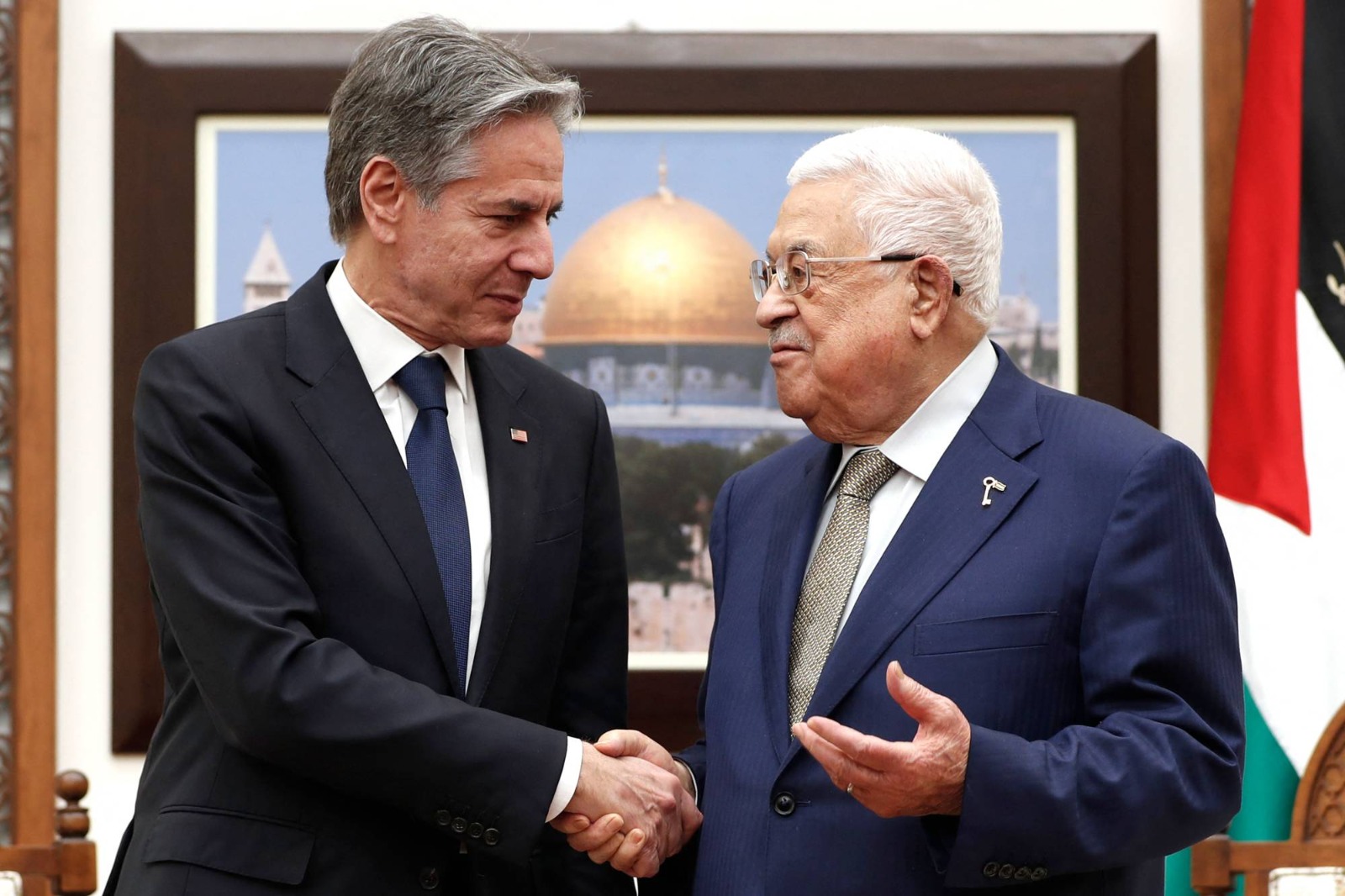 الرئيس الفلسطيني محمود عباس يستقبل وزير الخارجية الأميركي أنتوني بلينكن في رام الله. 7 فبراير 2024