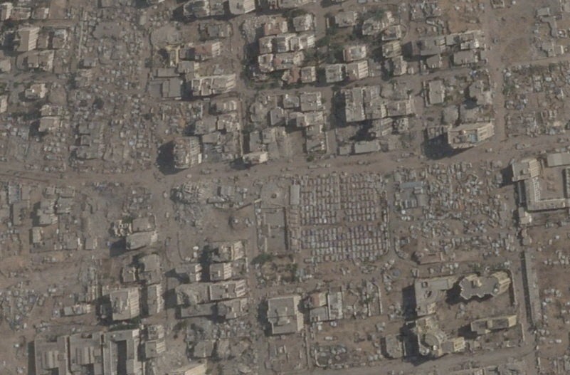 صورة بالأقمار الاصطناعية تُظهر الدمار في وسط مدينة غزة. 16 سبتمبر 2025