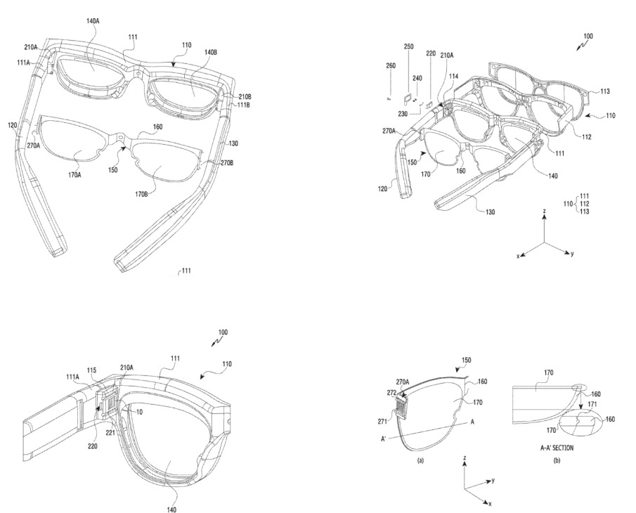 صور من براءة اختراع سامسونج الخاصة بتقنية جديدة لعدسات نظارات ذكية قادرة على تعديل أبعادها لتقديم تجربة رؤية أوضح لمرتديها