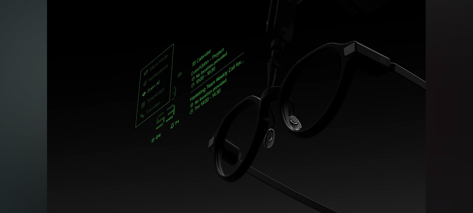 واجهة استخدام نظارة Even G2 الذكية