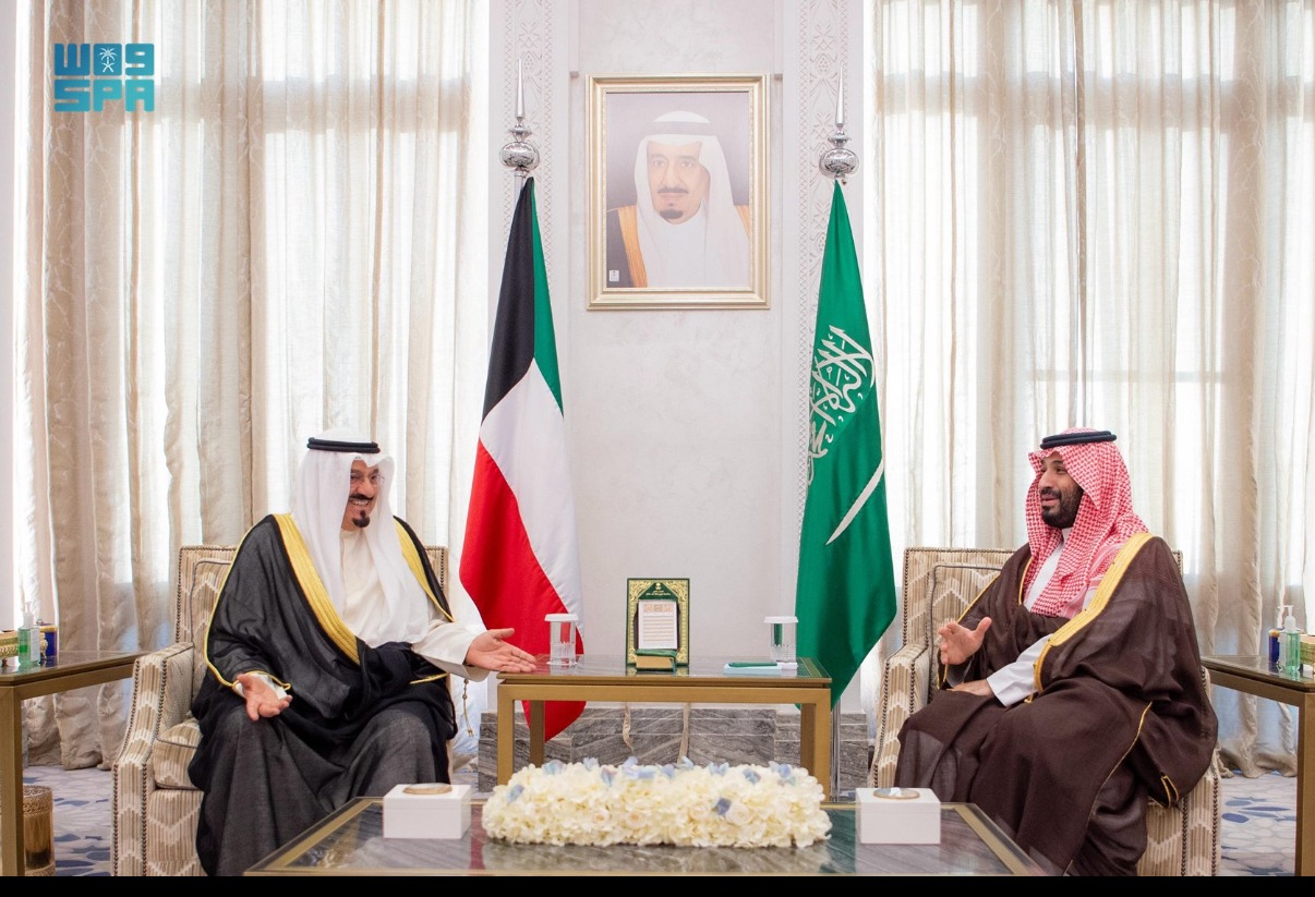 ولي العهد السعودي الأمير محمد بن سلمان يستقبل رئيس وزراء الكويت الشيخ أحمد عبد الله الأحمد الصباح، قصر نيوم، 4 أغسطس 2025