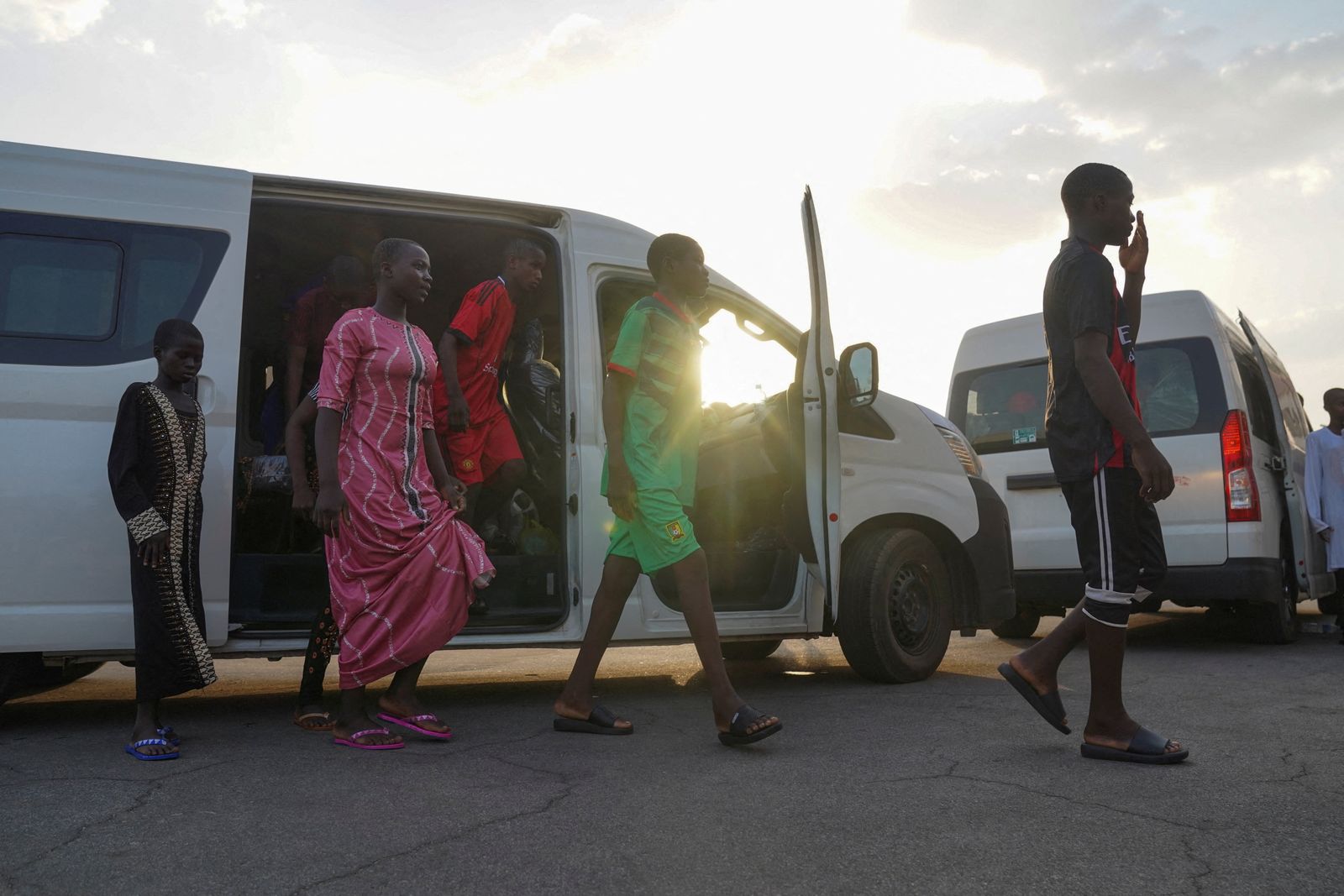 Rescued schoolchildren from St. Mary's School arrive at the Niger State Government House after being freed from captivity following their abduction by gunmen, in Minna, Nigeria, December 8, 2025. REUTERS/Marvellous Durowaiye     TPX IMAGES OF THE DAY