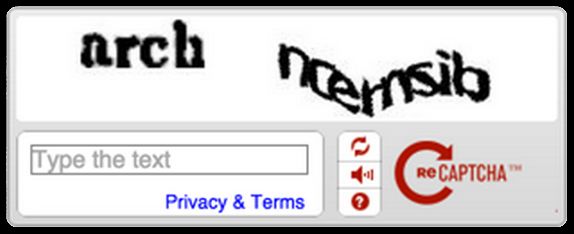 الشكل القديم لاختبارات CAPTCHA - Google