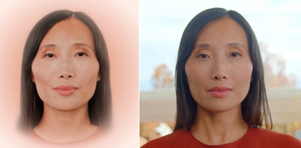 ميزة Likeness الجديدة تتيح إمكانية إنشاء نسخة رقمية (إلى اليسار) من الوجوه البشرية (إلى اليمين) عبر النظارات الذكية لأندرويد