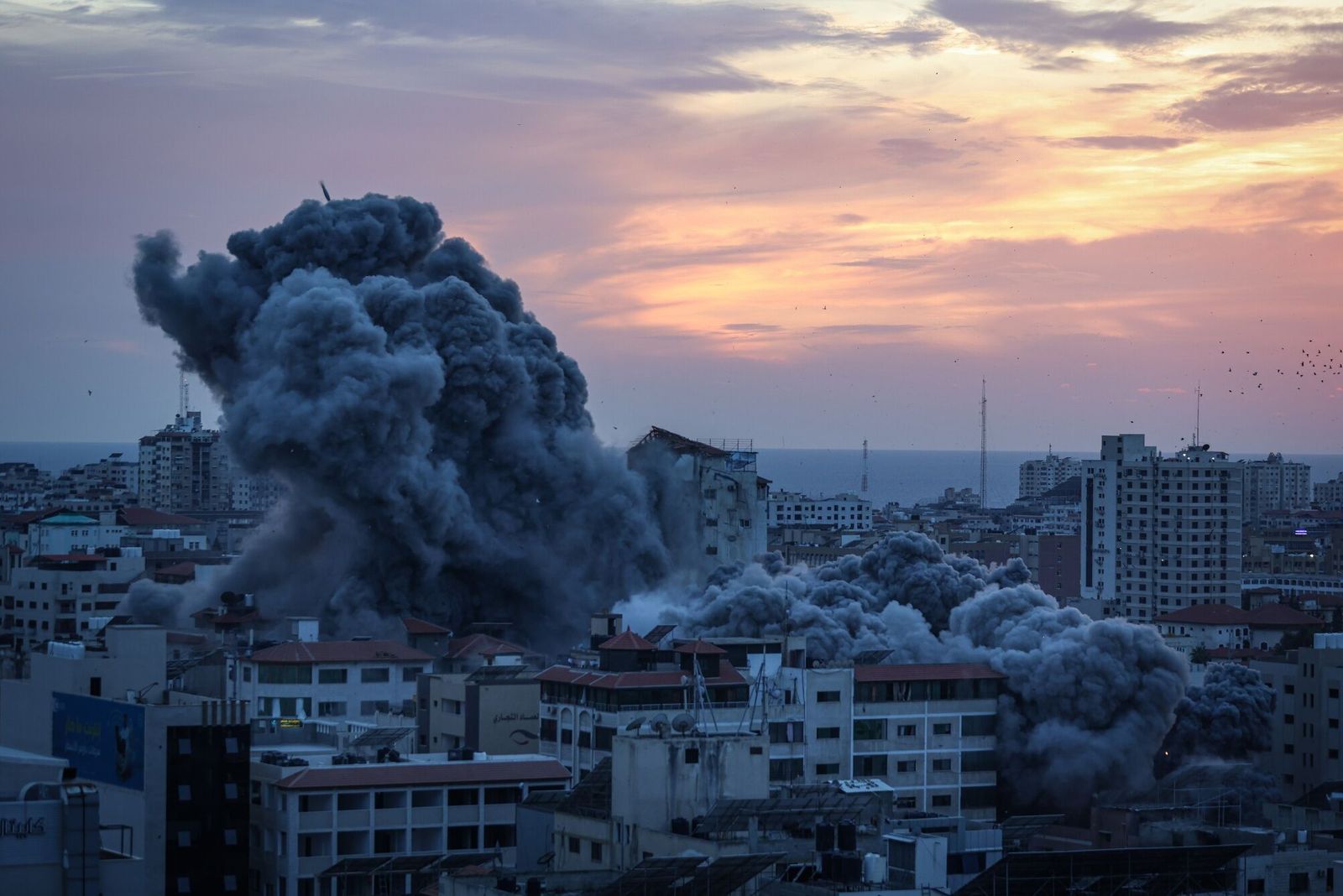 Smoke from an Israeli airstrike in the Rimal district of Gaza City, Gaza, on Saturday, Oct. 7. 2023. Israel is �at war,� Prime Minister�Benjamin Netanyahu�said, after militants from the Gaza Strip fired over 2,000 missiles and infiltrated southern parts of the country early Saturday. Photographer: Ahmad Salem/Bloomberg