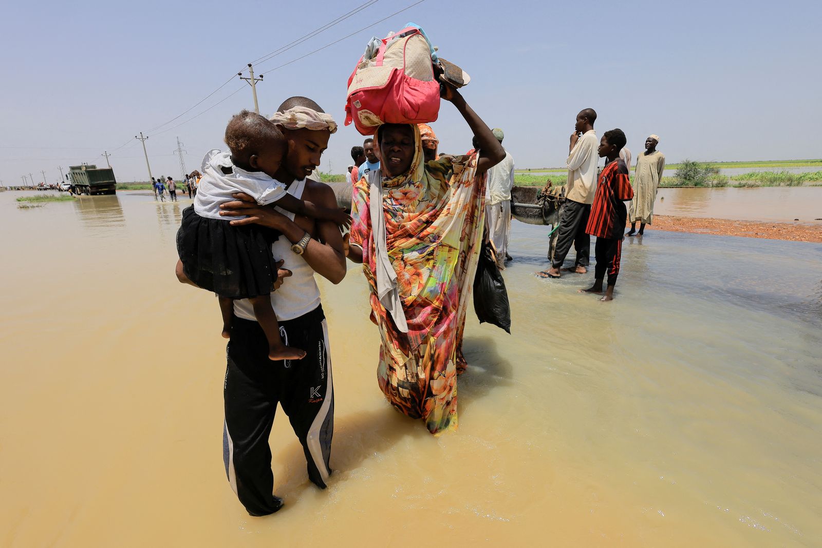 جانب من الفيضانات التي ضربت ولاية الجزيرة السودانية. 23 أغسطس 2022 - REUTERS