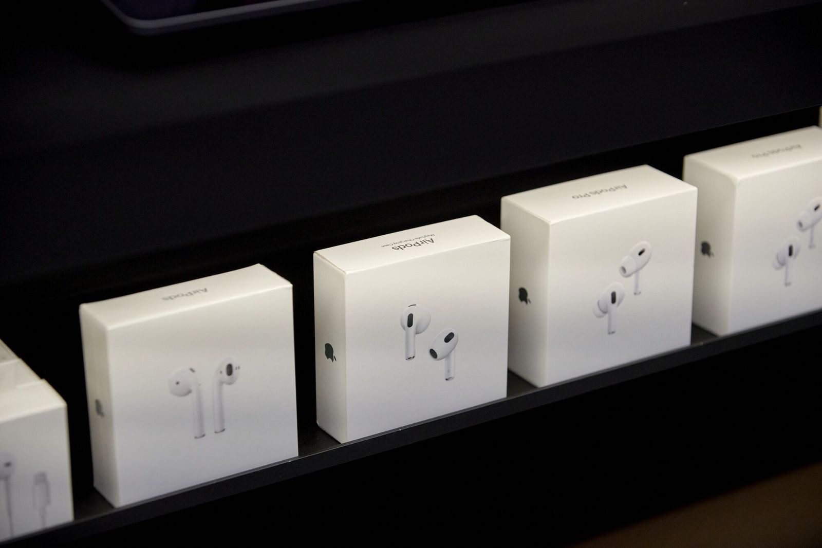 Apple AirPods Pro 2nd generation with USB-C connector on sale at the company's Fifth Avenue store in New York, US, on Friday, Sept. 22, 2023. Apple Inc.'s latest iPhones and watches went on sale Friday, a test of whether a new smartphone design and modest smartwatch changes can help return the company to growth. Photographer: Gabby Jones/Bloomberg