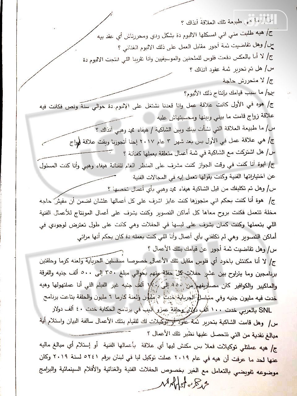 نص تحقيقات النيابة المصرية في قضية اتهام هيفاء وهبي لمحمد وزيري بالاستيلاء على أموالها - الشرق