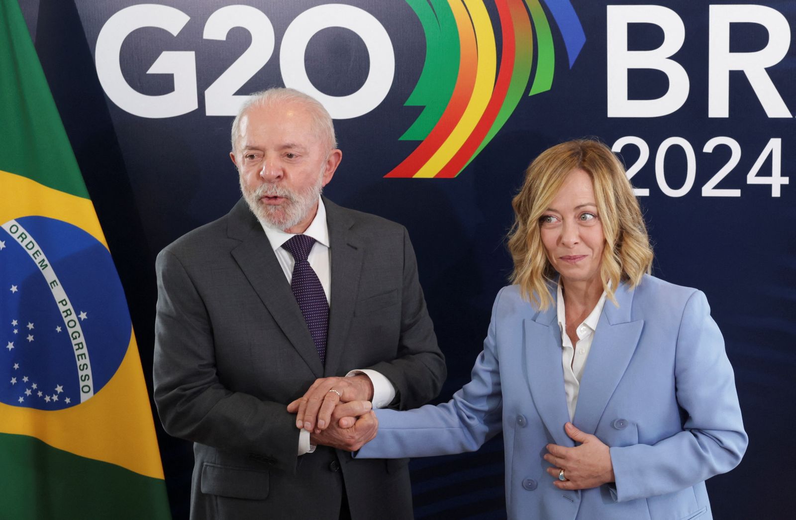 Brazil’s President Luiz Inacio Lula da Silva meets with Italian Prime Minister Giorgia Meloni, ahead of the G20 summit, in Rio de Janeiro, Brazil, November 17, 2024. REUTERS/Ricardo Moraes