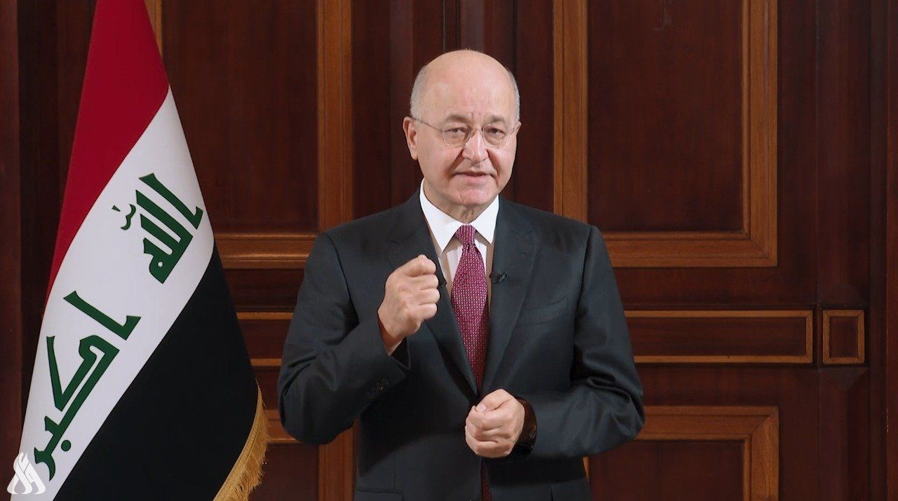 الرئيس العراقي برهم صالح خلال كلمته المتلفزة، 01 فبراير 2022 - واع
