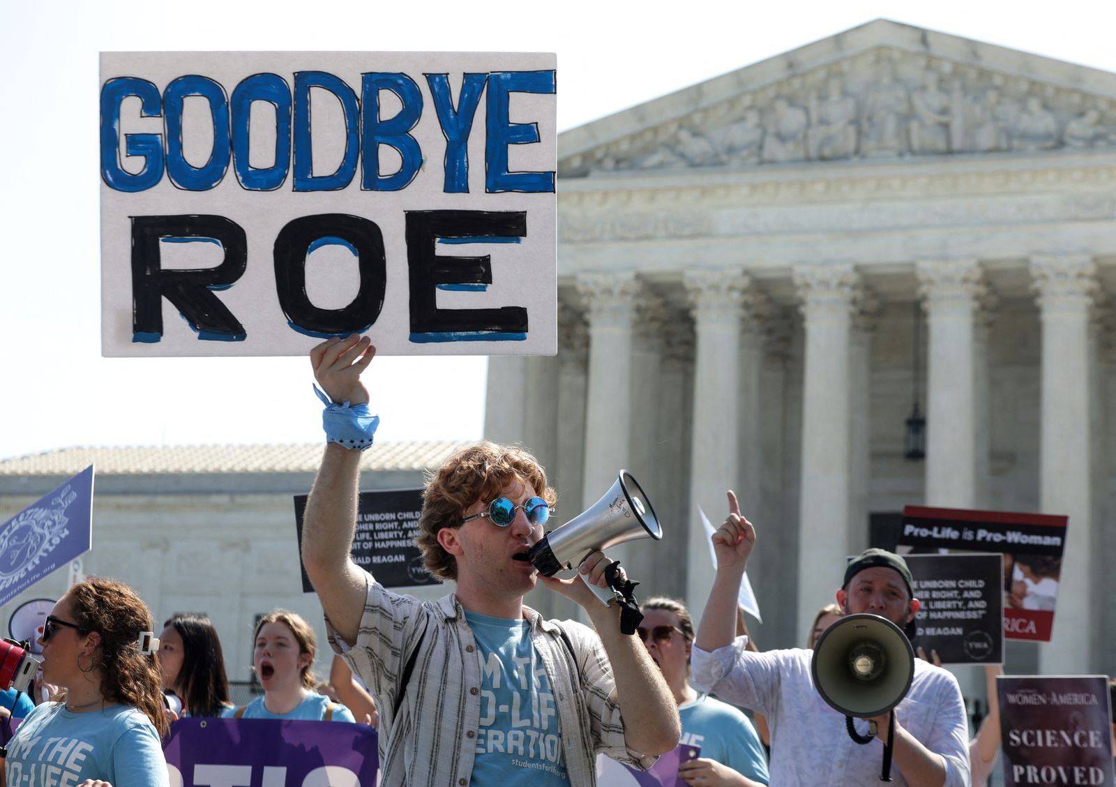 Demonstrators protest near the Supreme Court over abortion rights in Washington - REUTERS