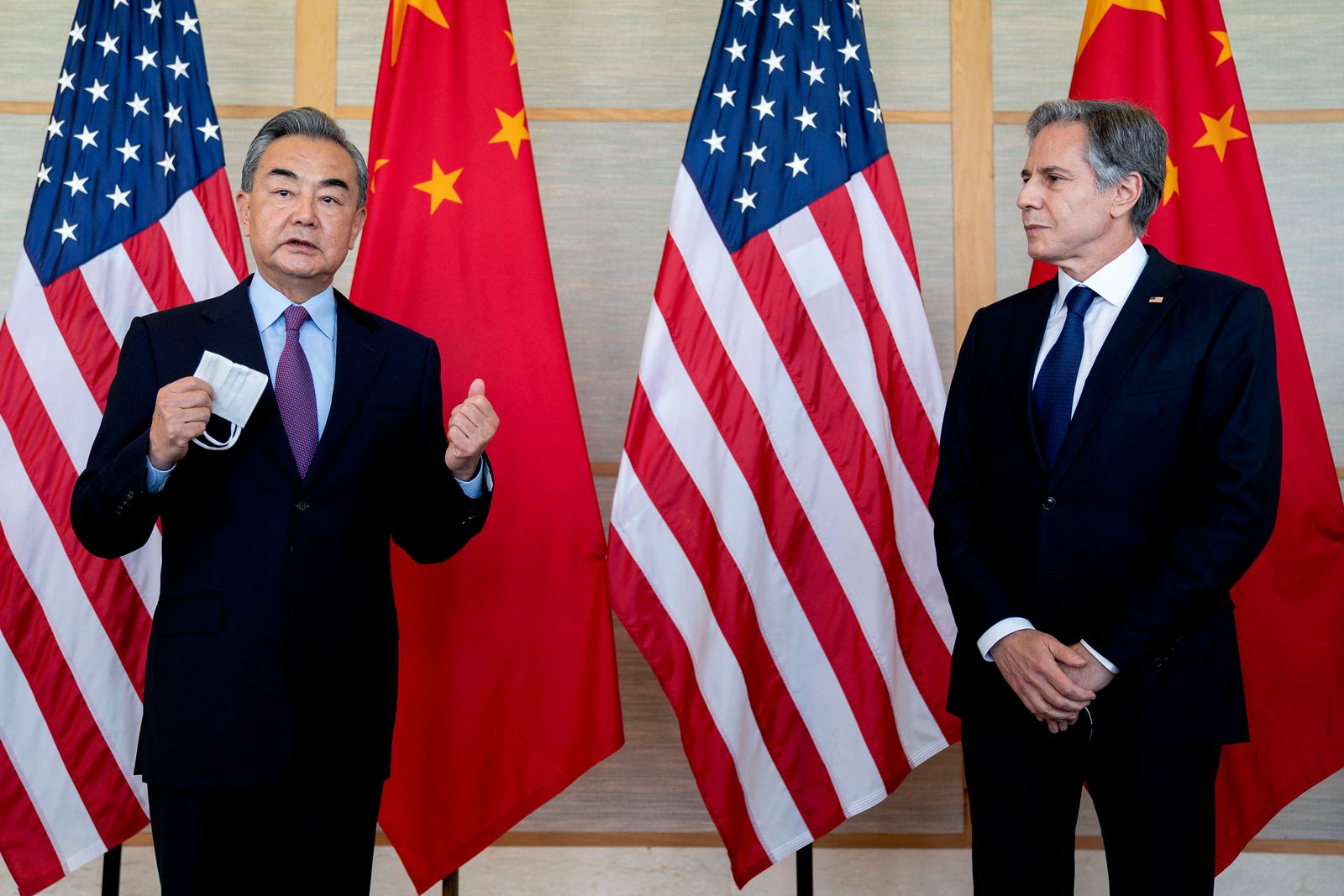 US Secretary of State Antony Blinken (R) and China's Foreign Minister Wang Yi attend a meeting in Nusa Dua on the Indonesian resort island of Bali on July 9, 2022. (Photo by Stefani Reynolds / POOL / AFP) - AFP