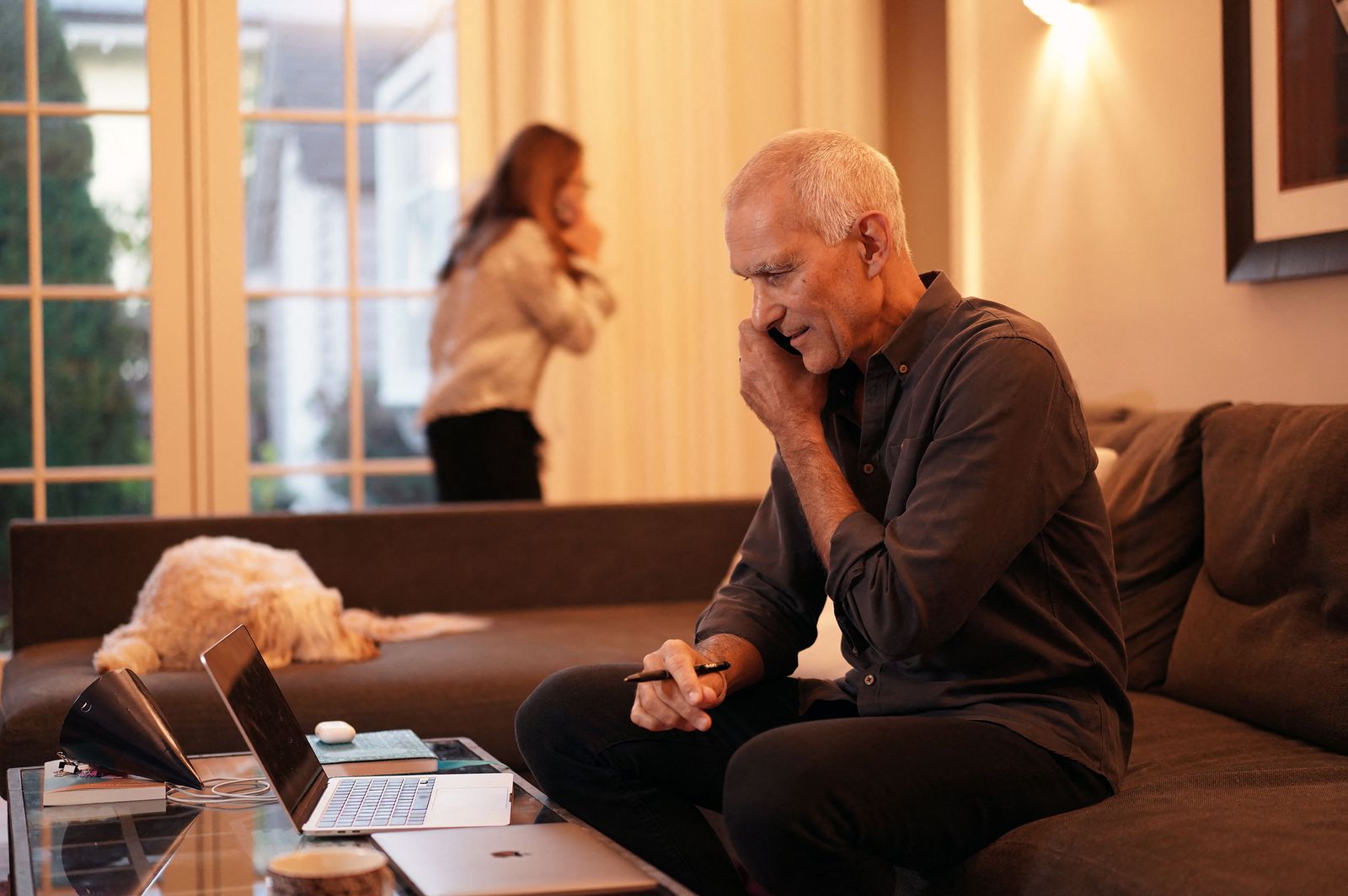 In this image obtained from the Massachusetts Institute of Technology (MIT), MIT chemist Moungi Bawendi, winner of the 2023 Nobel Prize in Chemistry, at his home on October 4, 2023, shortly after receiving news about his Nobel Prize win. French-born Moungi Bawendi, Louis Brus of the United States and Russian-born Alexei Ekimov won the Nobel Chemistry Prize for research in semiconductor nanocrystals known as quantum dots. (Photo by Jodi Hilton / MIT / AFP) / RESTRICTED TO EDITORIAL USE - MANDATORY CREDIT 'AFP PHOTO / MIT/Jodi Hilton' - NO MARKETING NO ADVERTISING CAMPAIGNS - DISTRIBUTED AS A SERVICE TO CLIENTS - IMAGE MAY NOT BE ALTERED